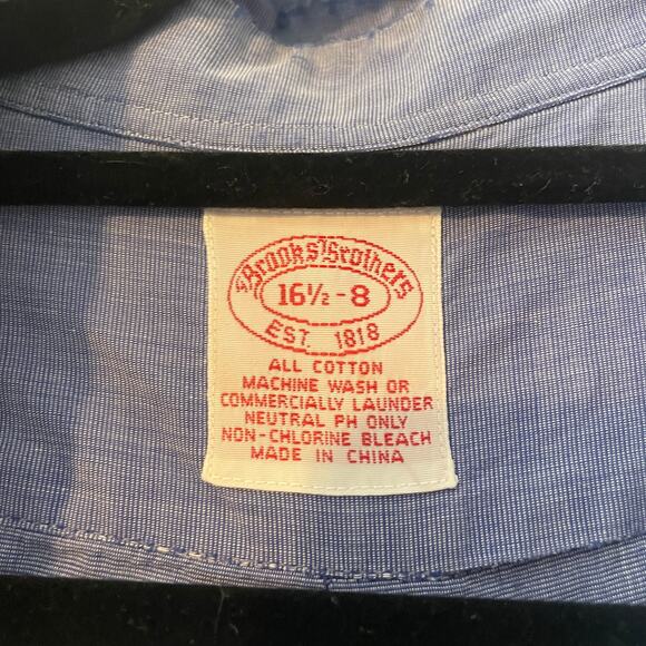 Brooks Brothers 100% Cotton Button Down Shirt Blue 16.5 8 - Picture 2 of 8